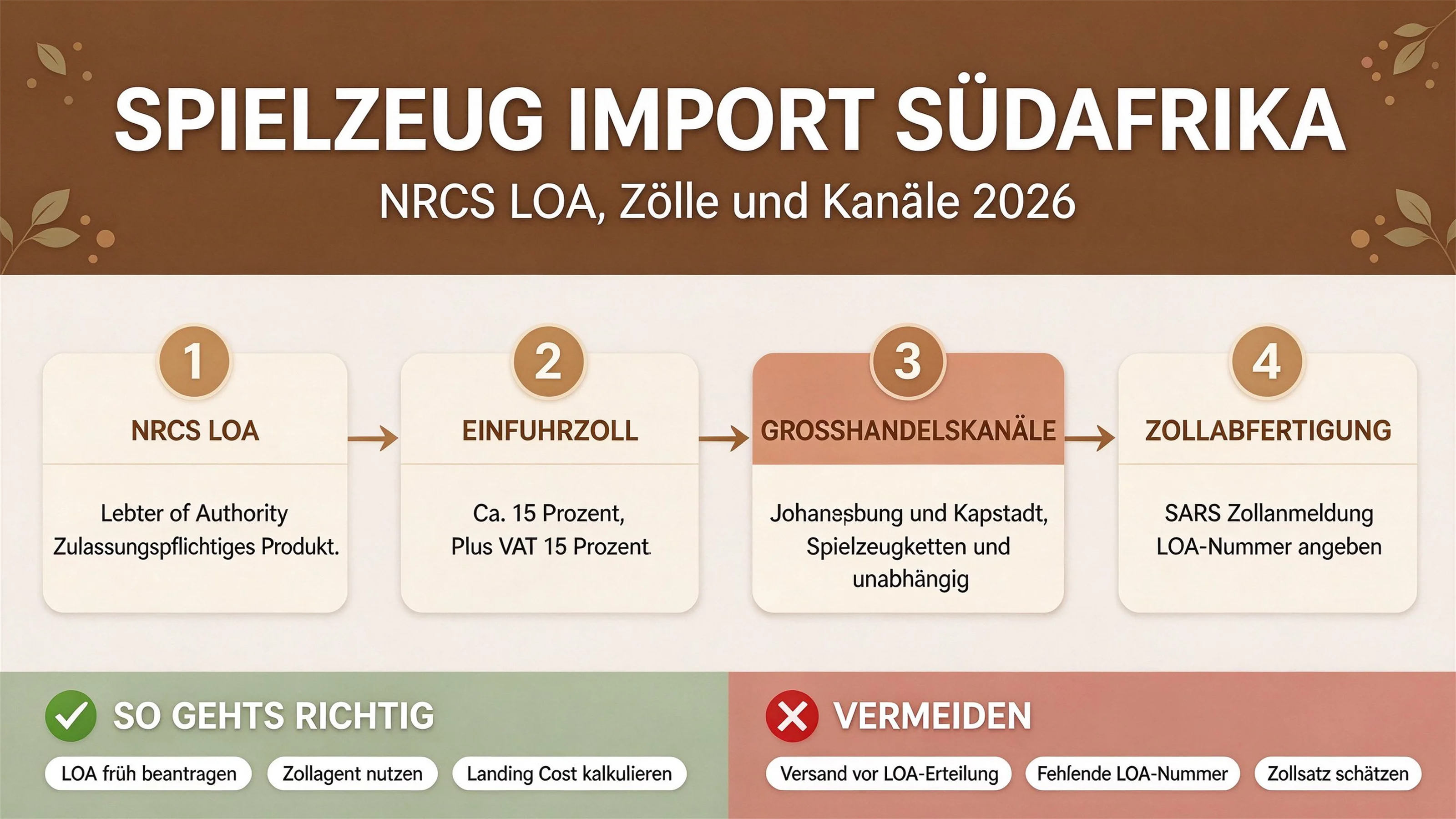 Spielzeug nach Südafrika importieren: NRCS Letter of Authority, Zölle & Großhandelskanäle (2026)