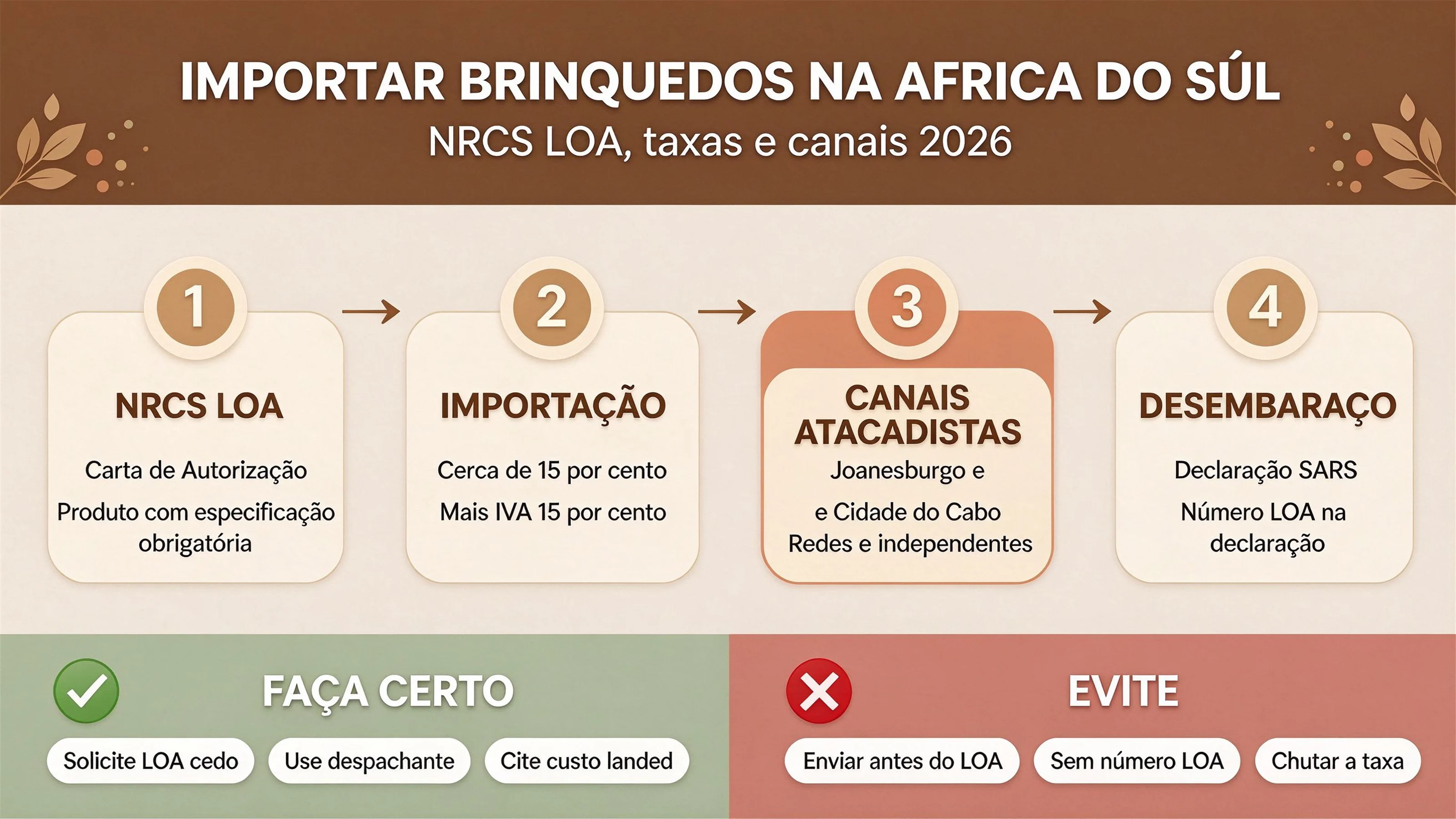 Importar Brinquedos para a África do Sul: Carta de Autoridade da NRCS, Impostos e Canais de Atacado (2026)