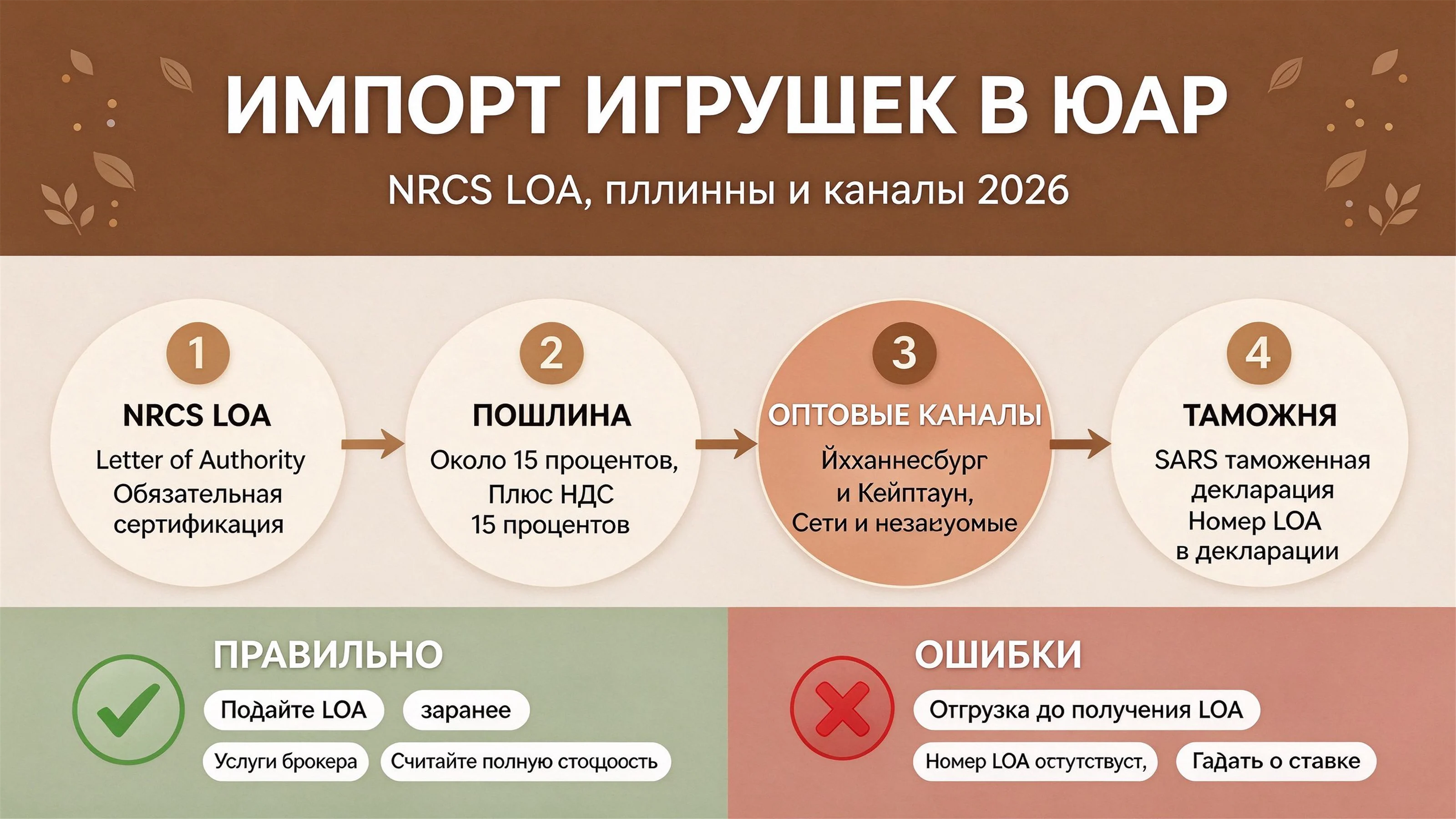 Импорт игрушек в ЮАР: разрешение NRCS, пошлины и оптовые каналы (2026)